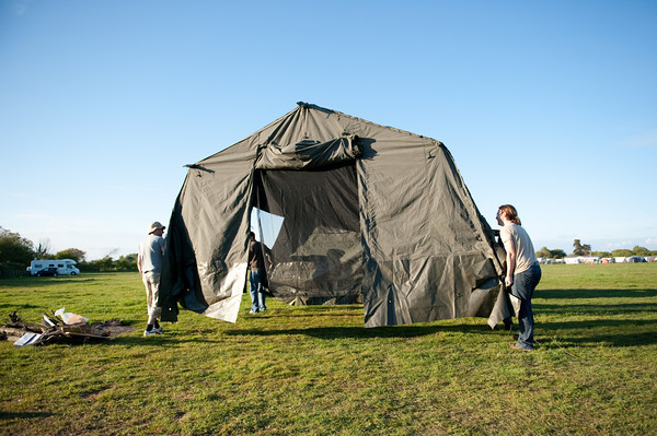 Setting up the big tent